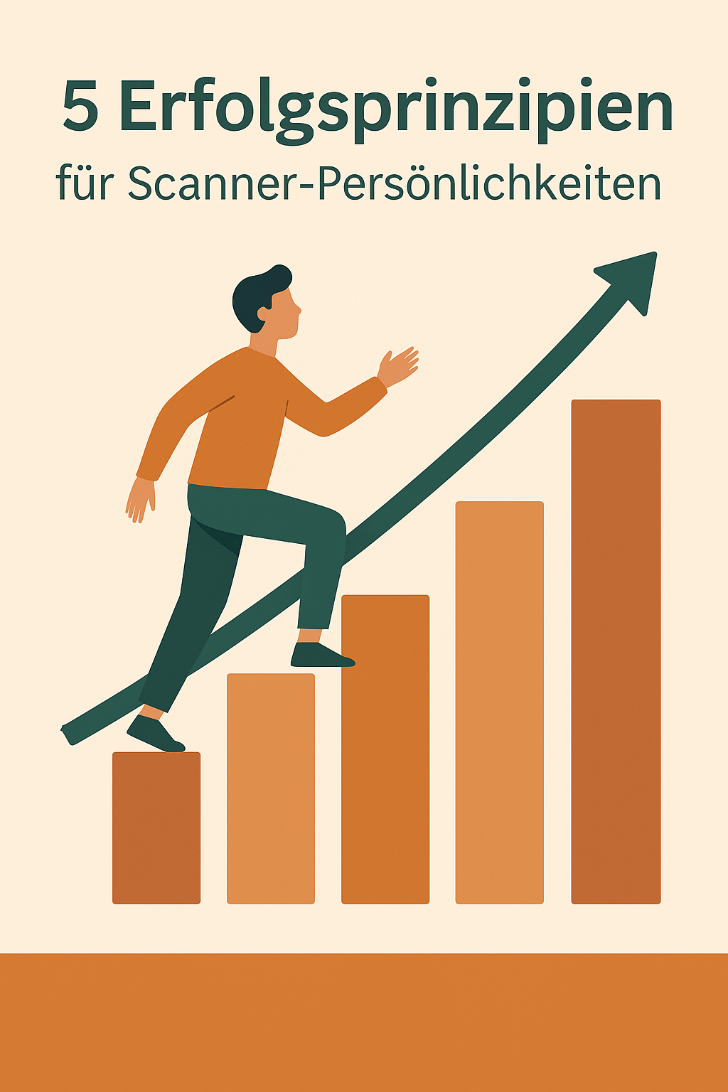 Illustration mit sanften Farben zum Thema „Erfolgsdisziplinen für Scanner-Persönlichkeiten“. Symbolisiert Struktur, Klarheit und gleichzeitig kreative Vielfalt für Menschen mit vielen Interessen.